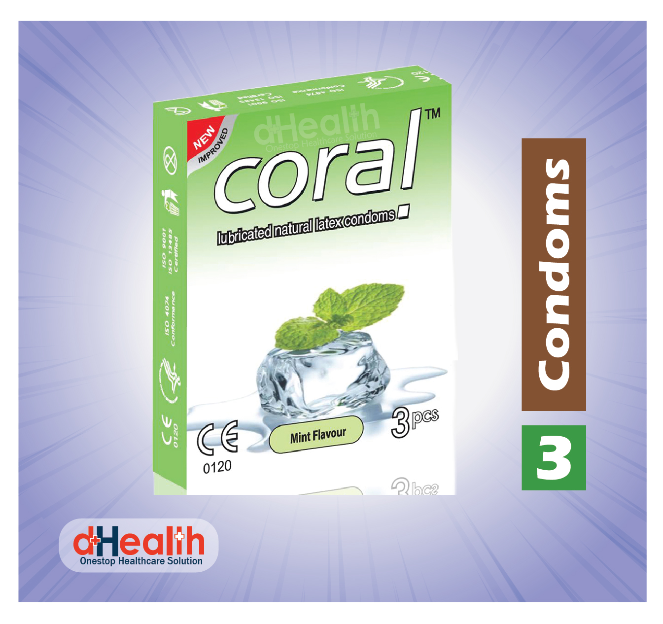 Picture of Coral Mint Flavor Condom 6's Pack (18 Pcs)