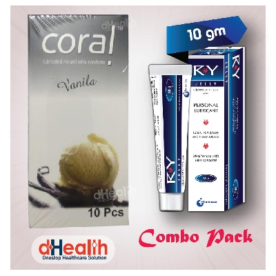 Picture of Coral Vanilla Flavor Condom 10's Pack & RY Jelly 10g Combo