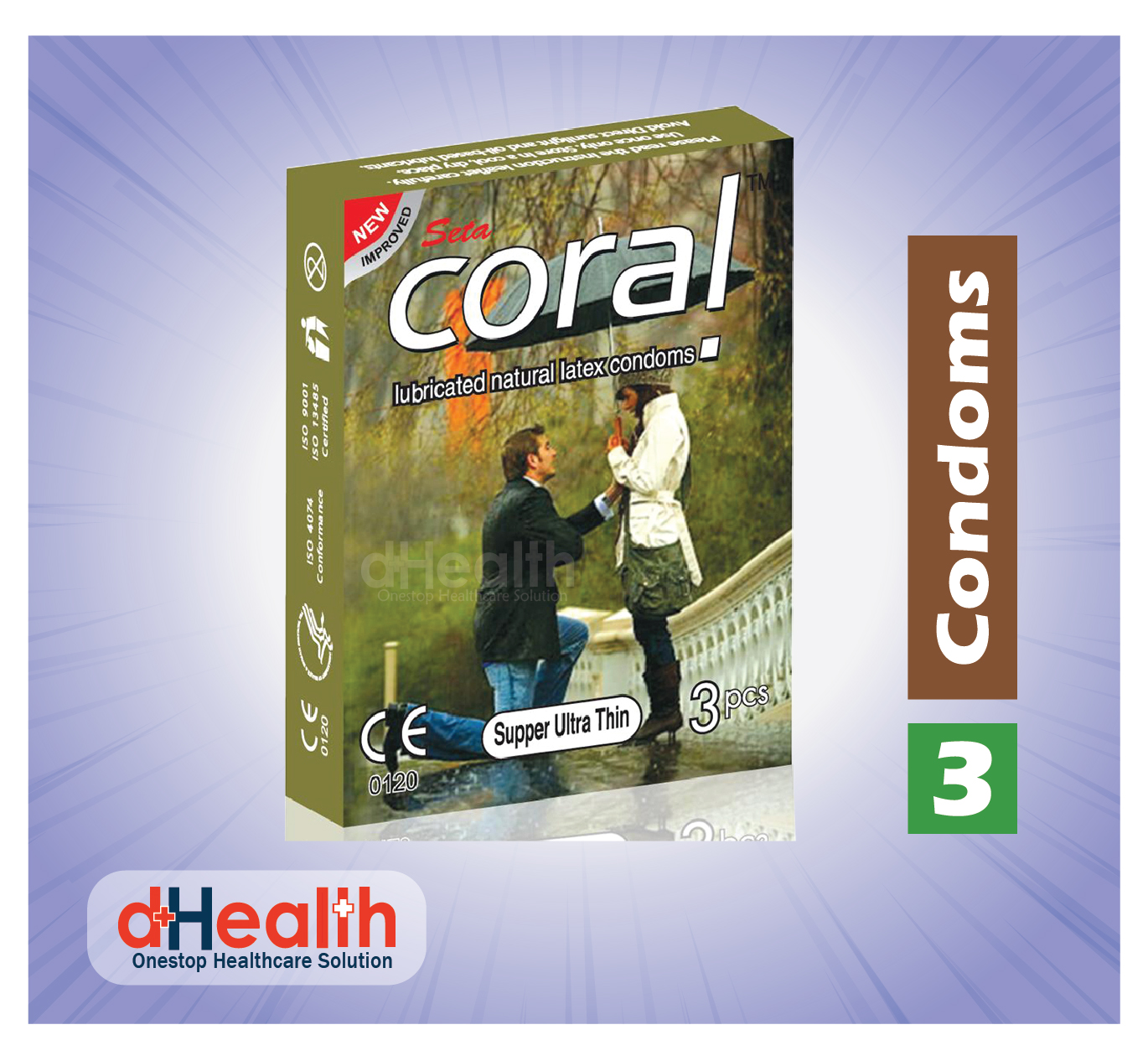 Picture of Coral Supper Ultra Thin Flavors Lubricated Natural Latex Condoms 5's Combo Pack- (5x3=15Pcs))