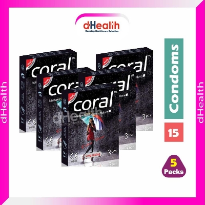 Picture of Coral Extra Time Long Lasting Lubricated Condoms 5's Combo Pack- (5x3=15Pcs)