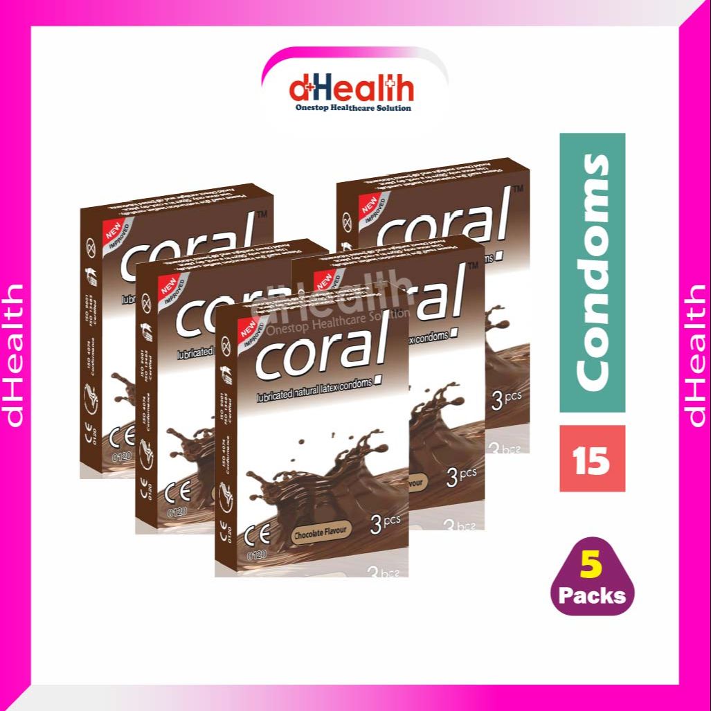 Picture of Coral Chocolate Flavors Lubricated Natural Latex Condoms 5's Combo Pack- (5x3=15Pcs)