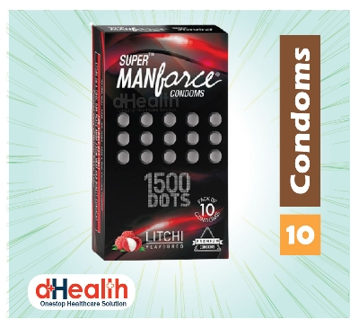 Picture of Manforce Super Litchi 1500 Dotted Condom 10's pack (10x1=10 pcs)