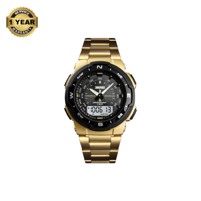 Picture of SKMEI 1370 Golden Stainless Steel Dual Time Watch For Men - Golden