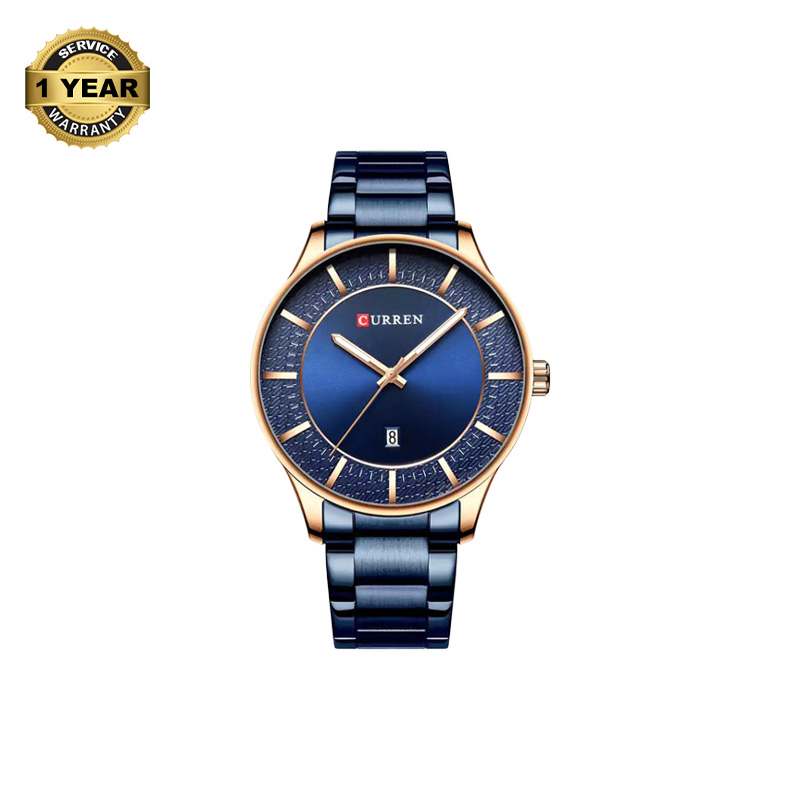 Picture of CURREN 8347 Royal Blue Stainless Steel Analog Watch For Men - RoseGold & Royal Blue