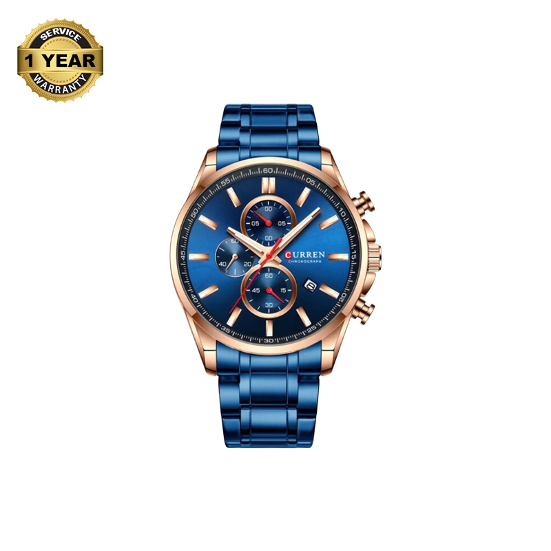 Picture of CURREN 8368S Royal Blue Stainless Steel Chronograph Watch For Men - RoseGold & Royal Blue
