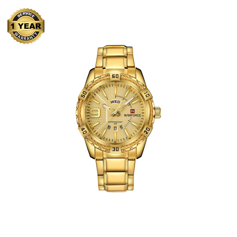 Picture of Naviforce NF9117 - Golden Stainless Steel Analog Watch for Men - Golden