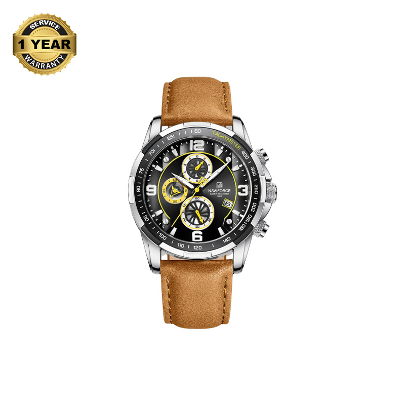 Picture of NAVIFORCE NF8020 Brown PU Leather Chronograph Watch For Men - Black & Brown