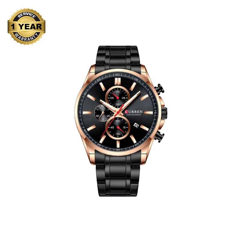 Picture of CURREN 8368S Black Stainless Steel Chronograph Watch For Men - RoseGold & Black