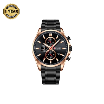Picture of CURREN 8368S Black Stainless Steel Chronograph Watch For Men - RoseGold & Black