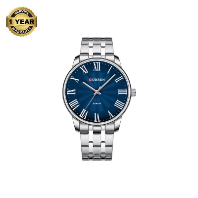 Picture of CURREN 8422 Silver Stainless Steel Analog Watch For Men - Royal Blue & Silver