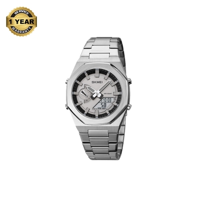 Picture of SKMEI 1816 Silver Stainless Steel Dual Time Watch For Men - Silver (White)