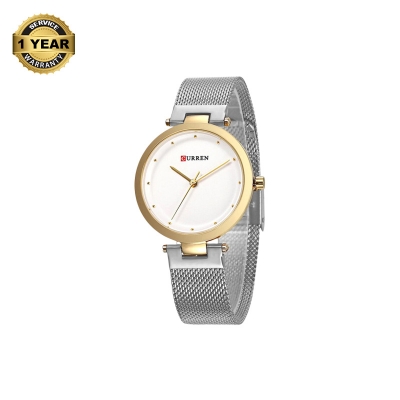 Picture of CURREN 9005 Silver Mesh Stainless Steel Analog Watch For Women - Golden & Silver