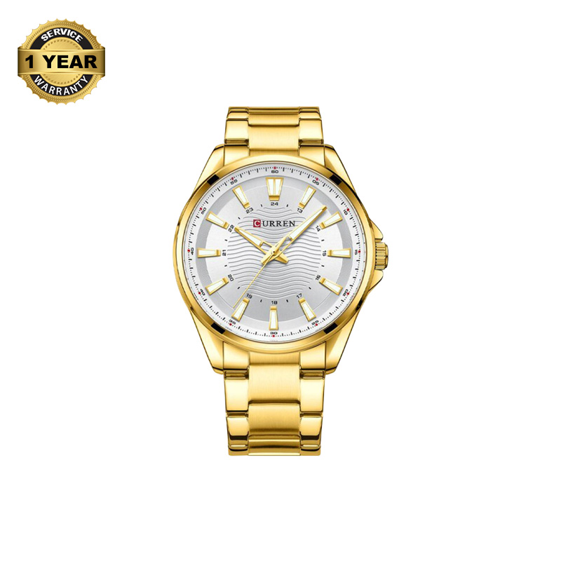 Picture of CURREN 8424 Golden Stainless Steel Analog Watch For Men - White & Golden