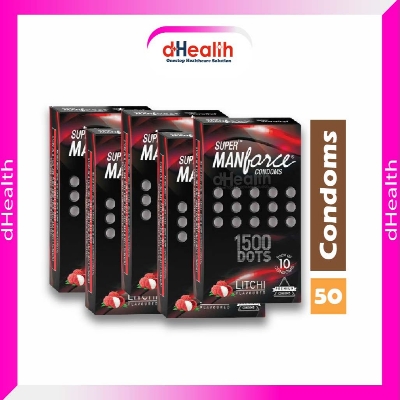 Picture of Manforce Super Litchi 1500 Dotted Condom 5's Combo Pack of 10's 50 pcs