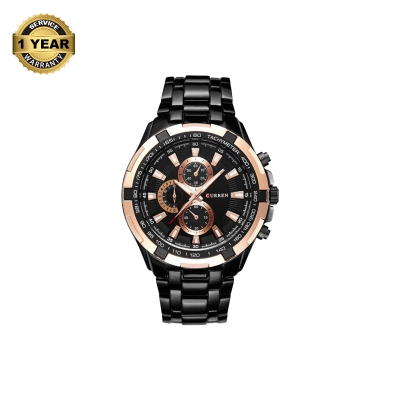 Picture of CURREN 8023S Black Stainless Steel Chronograph Watch For Men - Black & RoseGold