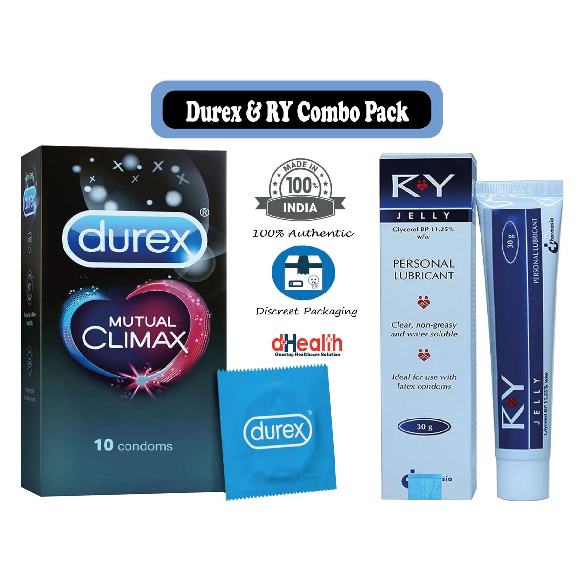 Picture of Durex Mutual Climax Condoms - 10 Pcs Pack (India) & RY Jelly, 30g Personal lubricant Combo