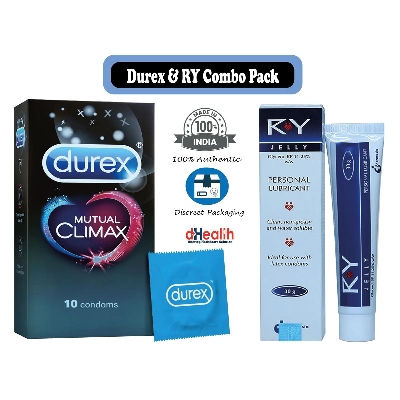Picture of Durex Mutual Climax Condoms - 10 Pcs Pack (India) & RY Jelly, 30g Personal lubricant Combo