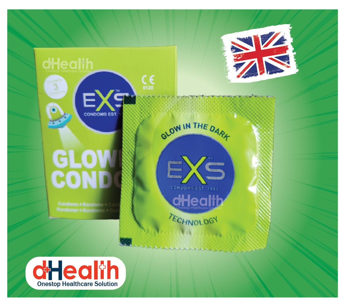Picture of RY Jelly 30gm 1 Pc & EXS Glow in the Dark Condom 2 Pack (6pcs) Combo Pack