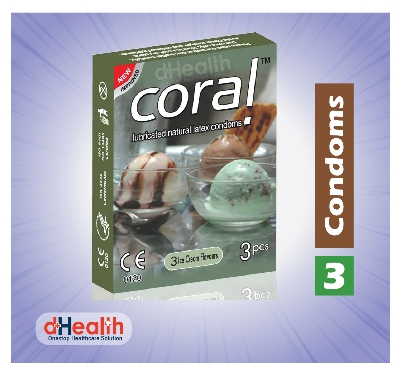 Picture of Coral 3 Ice Cream Flavor Condom 3 Pack & RY Jelly 30g 1PC Combo