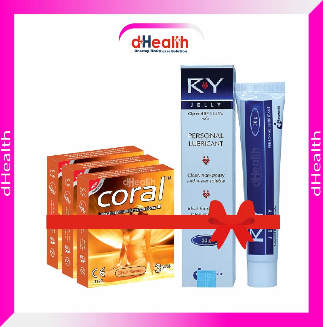 Picture of Coral 3 Fruit Girl Condom 3 Pack & RY Jelly 30gm 1 Pc Combo Pack