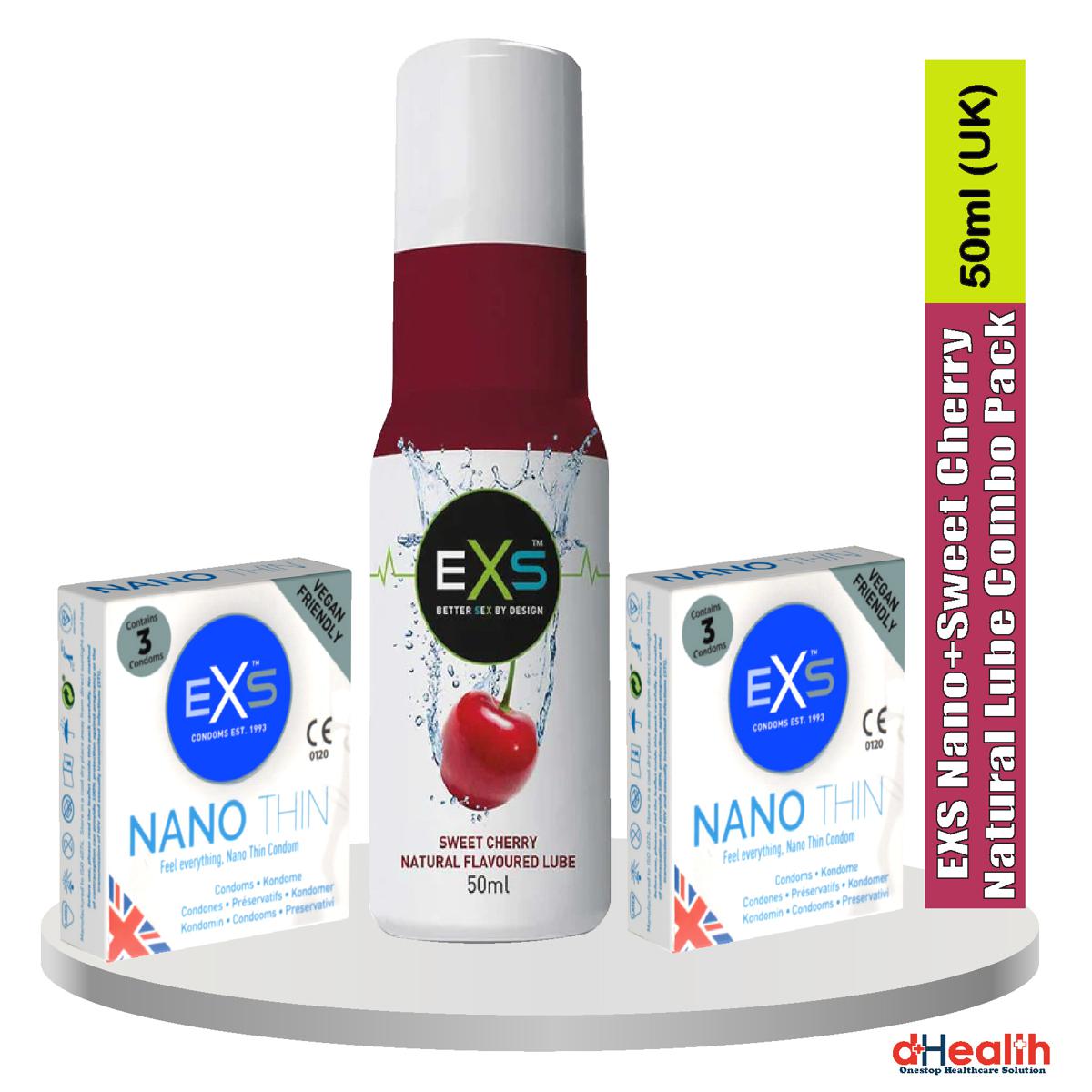 Picture of EXS 2's Nano Condom & 1 Sweet Cherry Natural Flavoured Lube 50ml (UK) Combo Pack