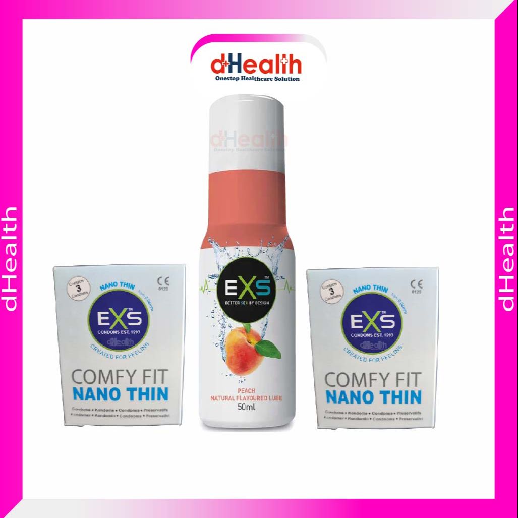 Picture of EXS Nano Condom 2's Pack & Peach Natural Flavoured Lube 50ml 1 pc (UK) Combo Pack
