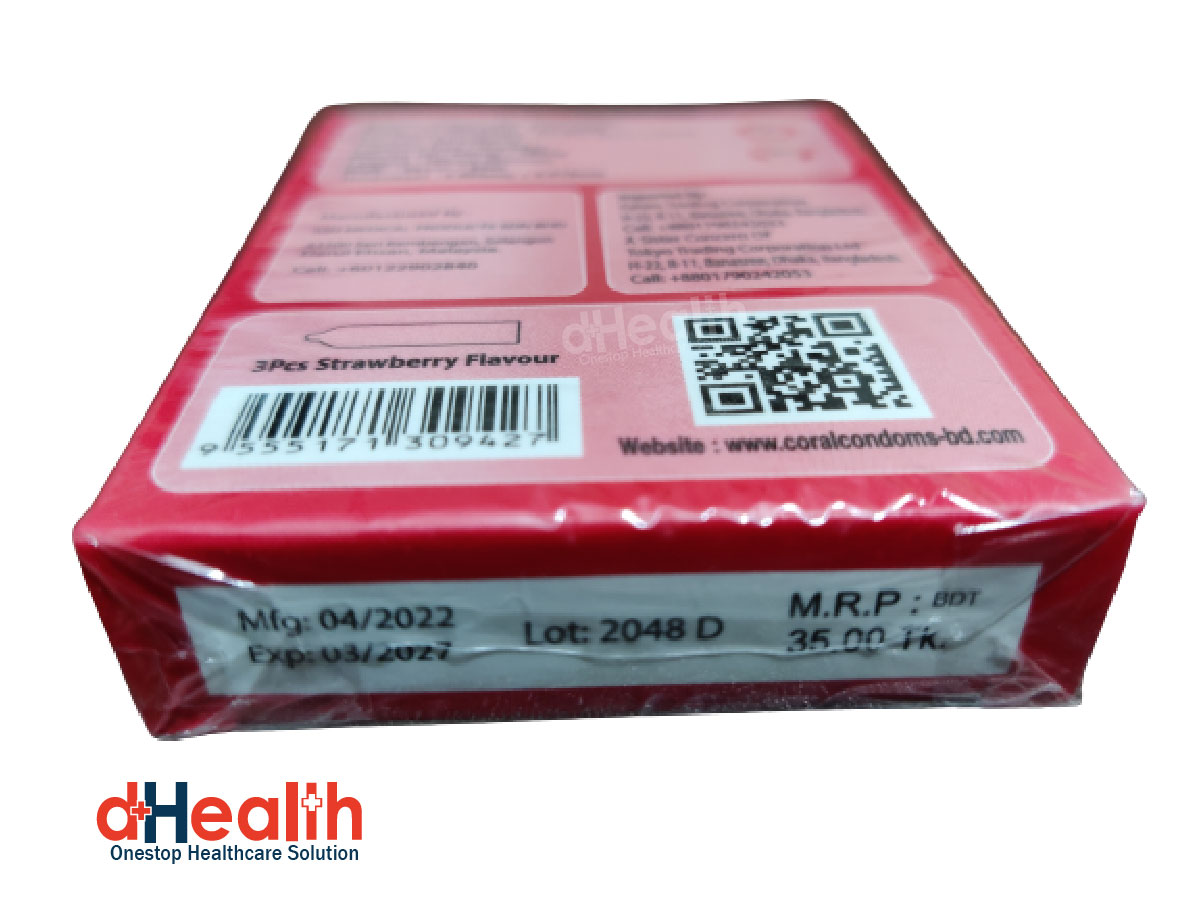 Picture of Coral Strawberry Flavor Condom Single Pack, 3 Pcs