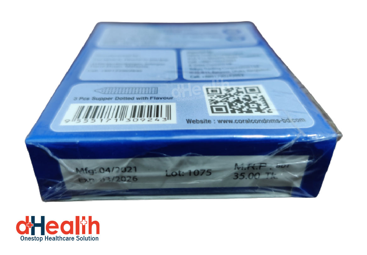 Picture of Coral supper dotted Condom Single Pack, 3 Pcs
