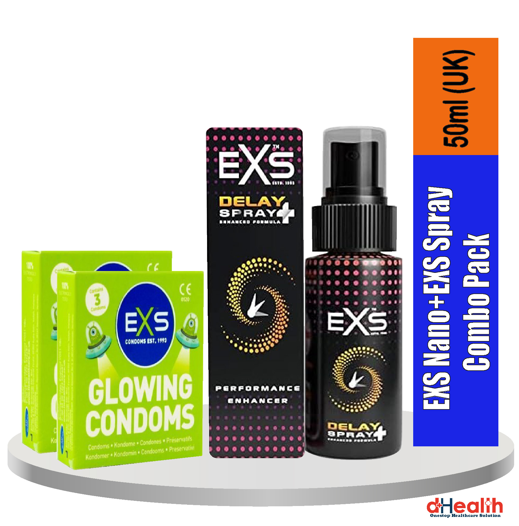 Picture of EXS 2's Glow Condom & 1 EXS Spray +50ml (UK) Combo Pack