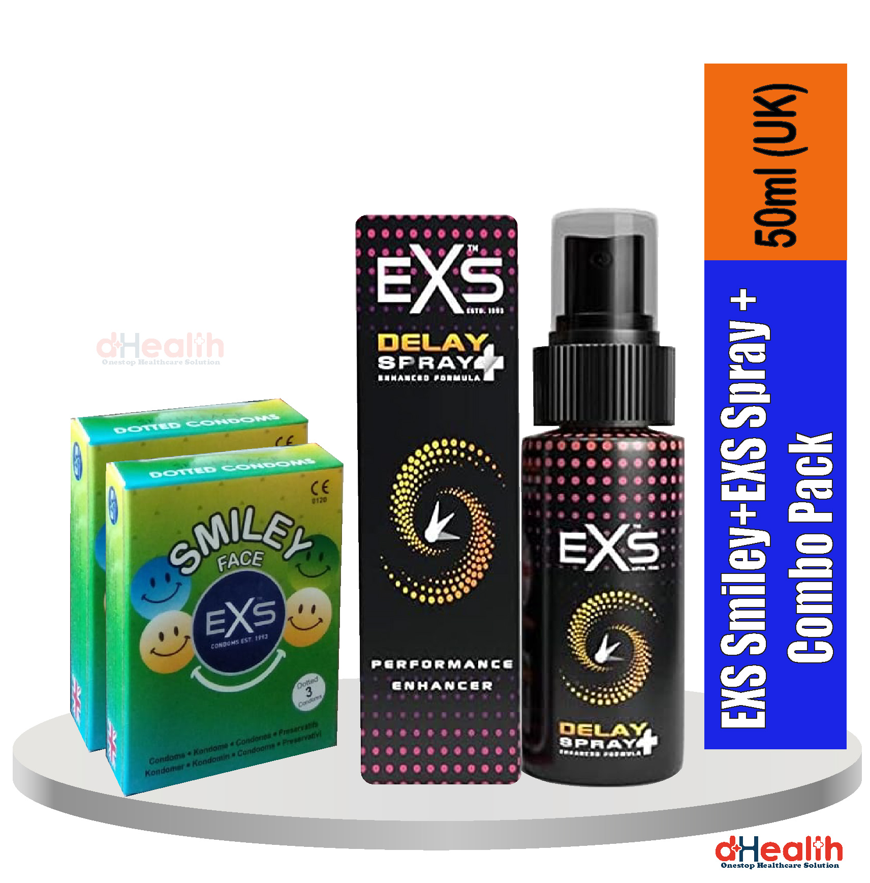 Picture of EXS 2's Smaily Condom & 1 EXS Spray+ 50ml (UK) Combo Pack