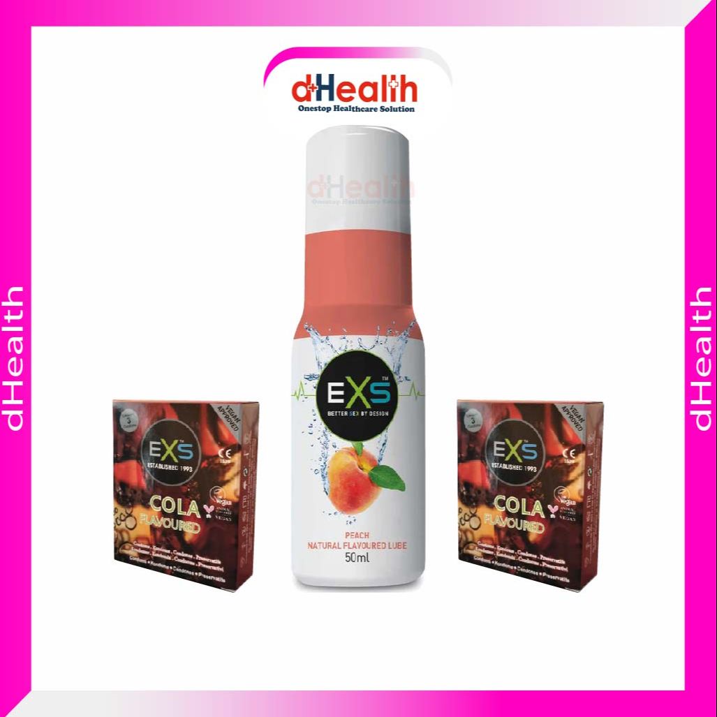 Picture of EXS 2's Cola Flavoured Condom & 1 Peach Natural Flavoured Lube 50ml Combo Pack (UK)