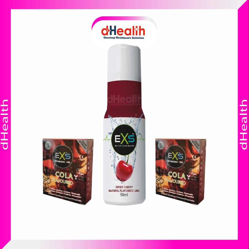 Picture of EXS 2's Cola Flavoured Condom & 1 Sweet Cherry Natural Flavoured Lube 50ml Combo Pack (UK)