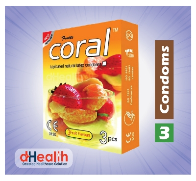 Picture of Coral 3 Fruits Flavor Condom Fruits 6's Pack (18 Pcs)