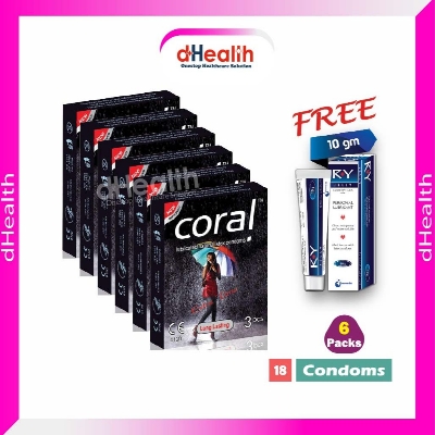 Picture of Coral Extra Time / Long Lasting Condom 6's Pack (18 Pcs)1 Ry Jelly 10g (Personal Lubricant) Free