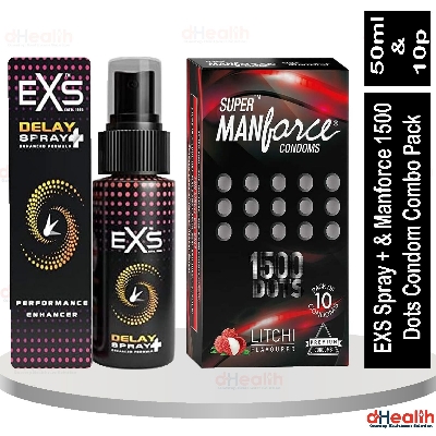 Picture of Condom & Long Lasting Delay Spray Combo - EXS Delay Spray Plus 50ml & Manforce Chocolate Flavor Condom 10pcs