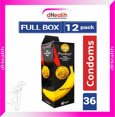 Picture of Panther Dotted Banana Flavored Condoms Full Box Combo Pack (3x12)=36pcs