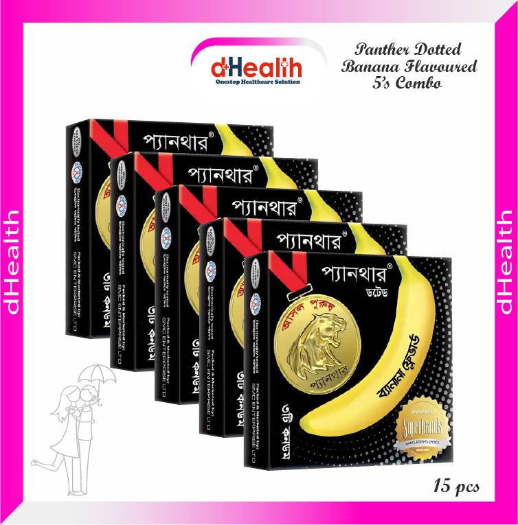 Picture of Panther Dotted Banana Flavored Condoms 5,s Combo Pack (3x5)=15pcs