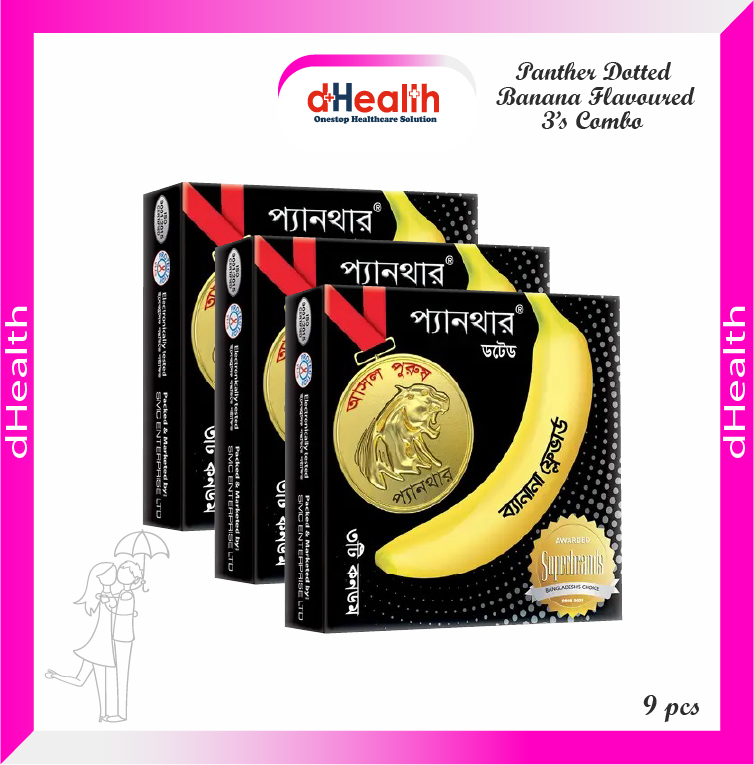 Picture of Panther Dotted Banana Flavored Condoms 3,s Combo Pack (3x3)=9pcs