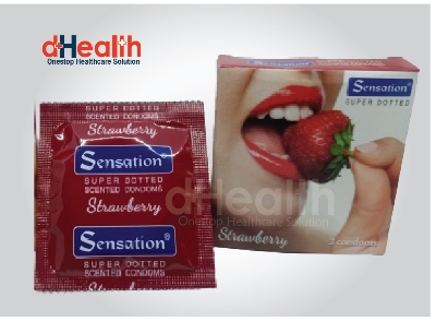 Picture of Sensation Supper Dotted Strawberry Condom Full Box Combo Pack (3x12=36)