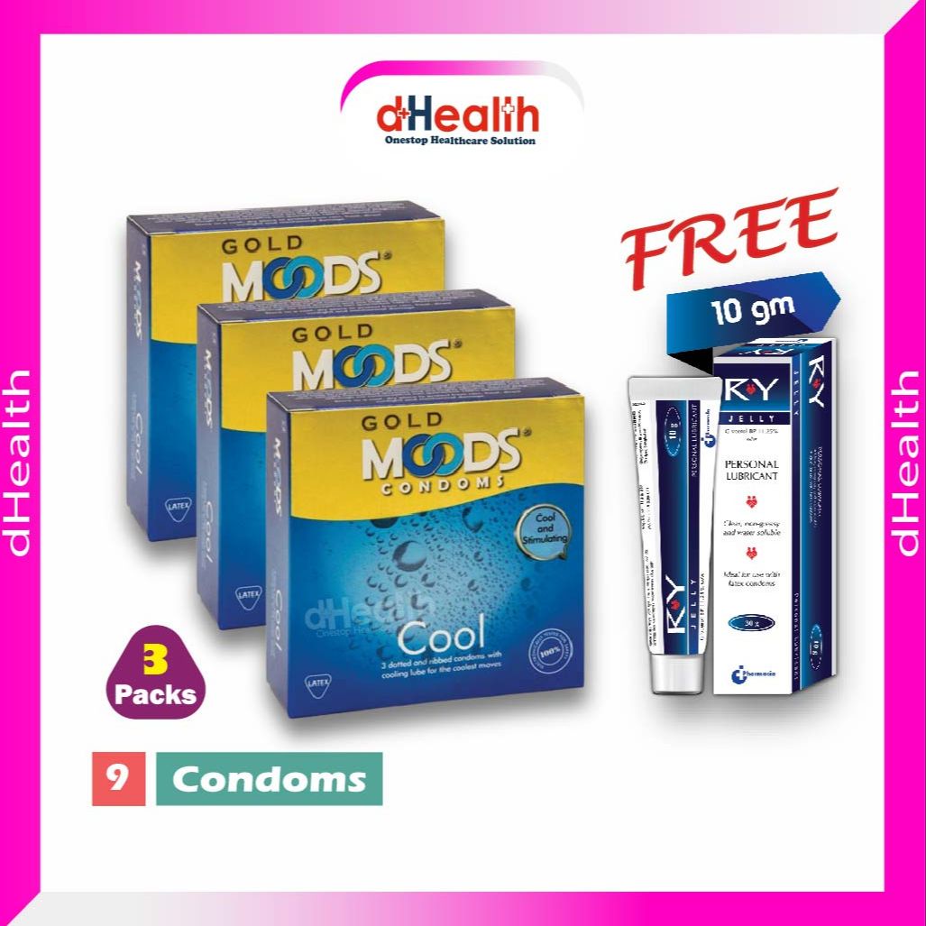Picture of Moods Gold Cool Condom Buy 3 get 1 Ry Jelly 10g (Personal Lubricant) Free