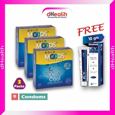 Picture of Moods Gold Cool Condom Buy 3 get 1 Ry Jelly 10g (Personal Lubricant) Free