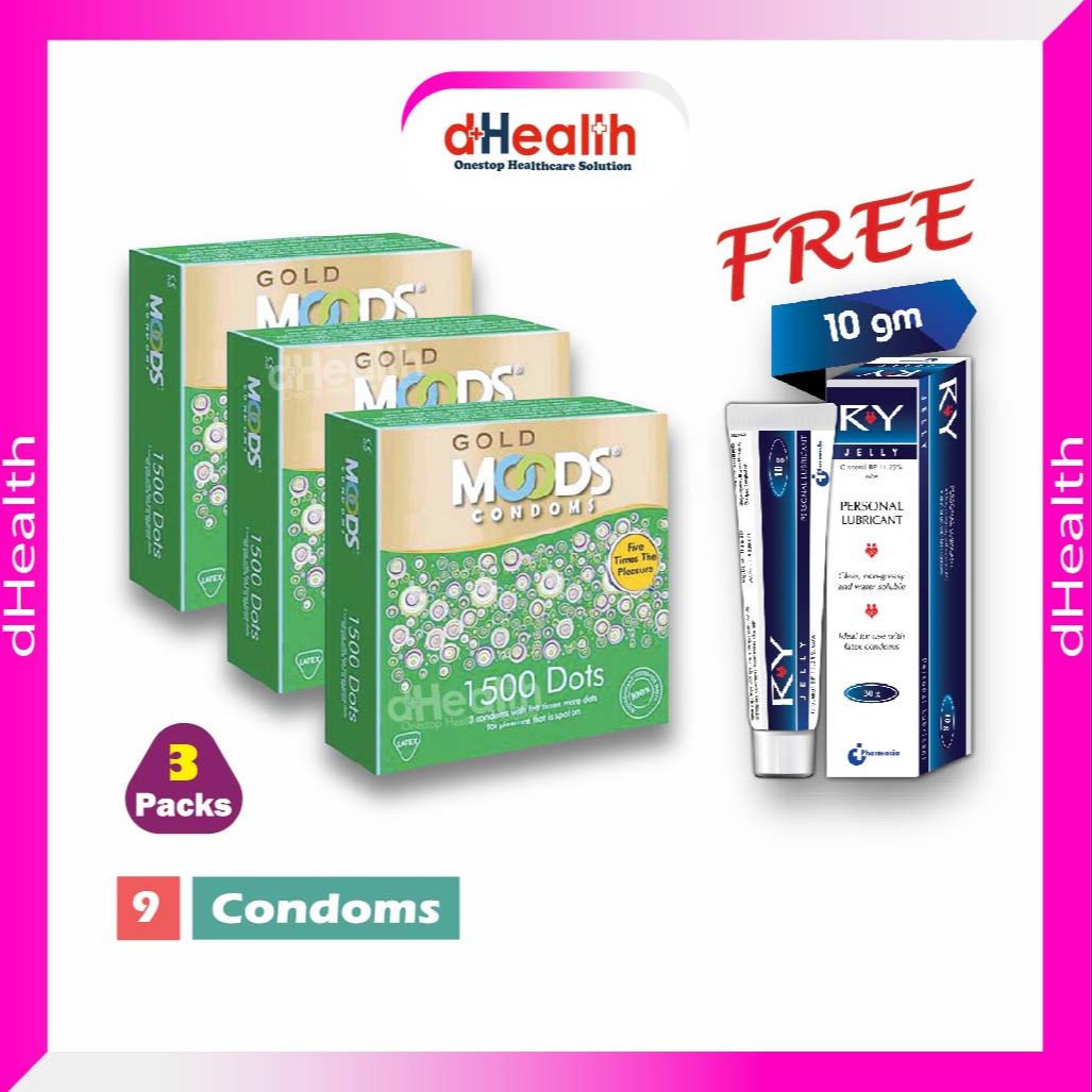 Picture of Moods 1500 dotted Condom Buy 3 get 1 Ry Jelly 10g (Personal Lubricant) Free