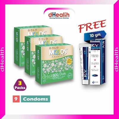 Picture of Moods 1500 dotted Condom Buy 3 get 1 Ry Jelly 10g (Personal Lubricant) Free
