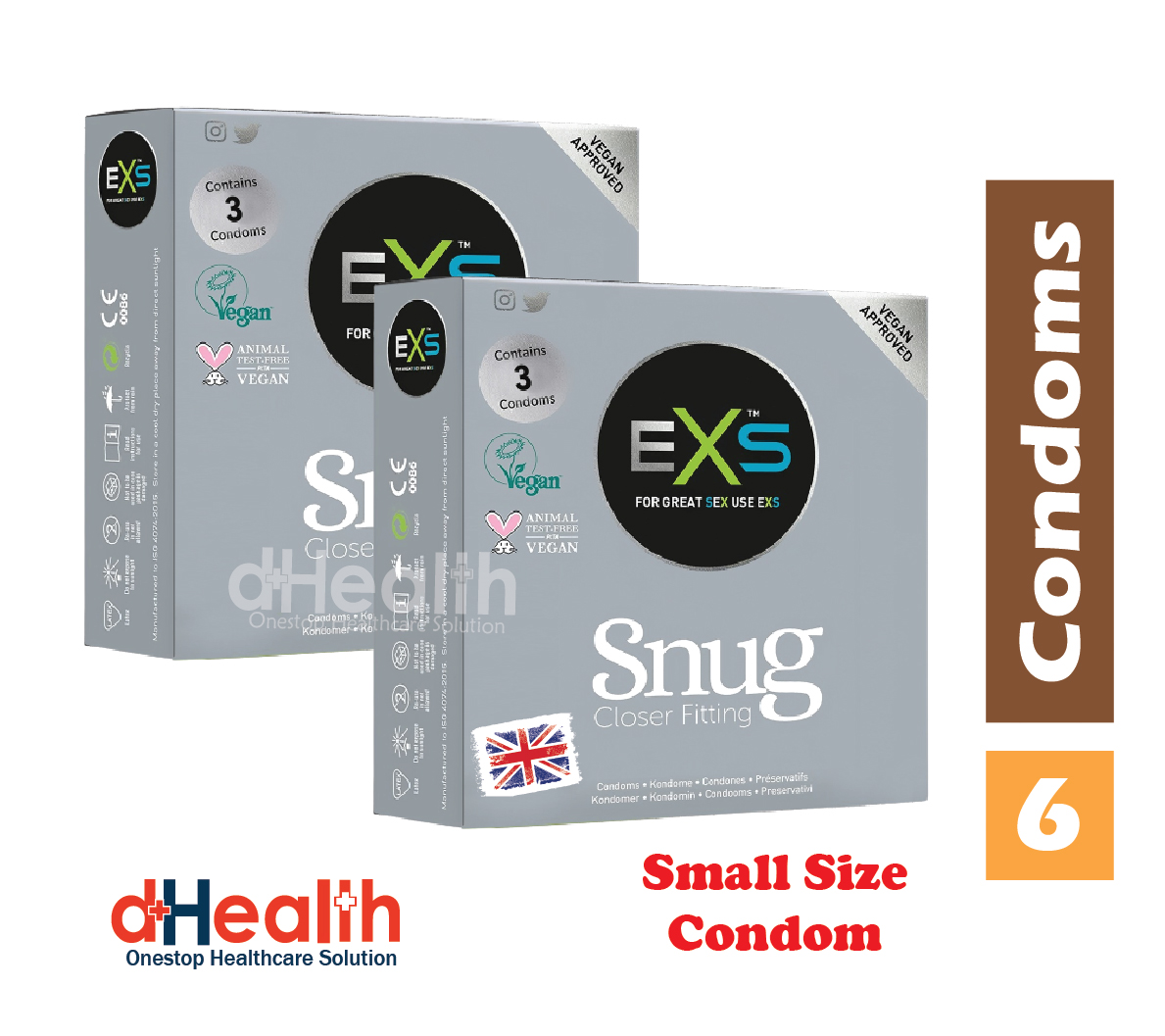 Picture of RY Jelly (Personal Lubricant) 1 Pc & EXS Snug small size condom, fit condom, tight fit  condom  2 packs (3x2=6 pcs) combo Pack