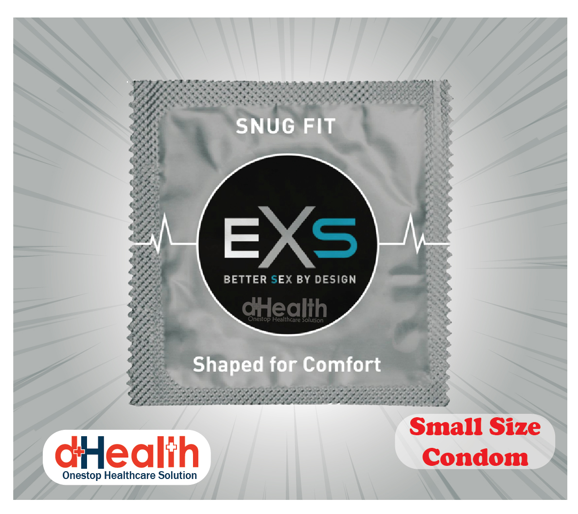 Picture of EXS Snug condom, small size condom, fit condom, closer fitting condom, tight fit  condom, 2's combo pack (3x2=6pcs)