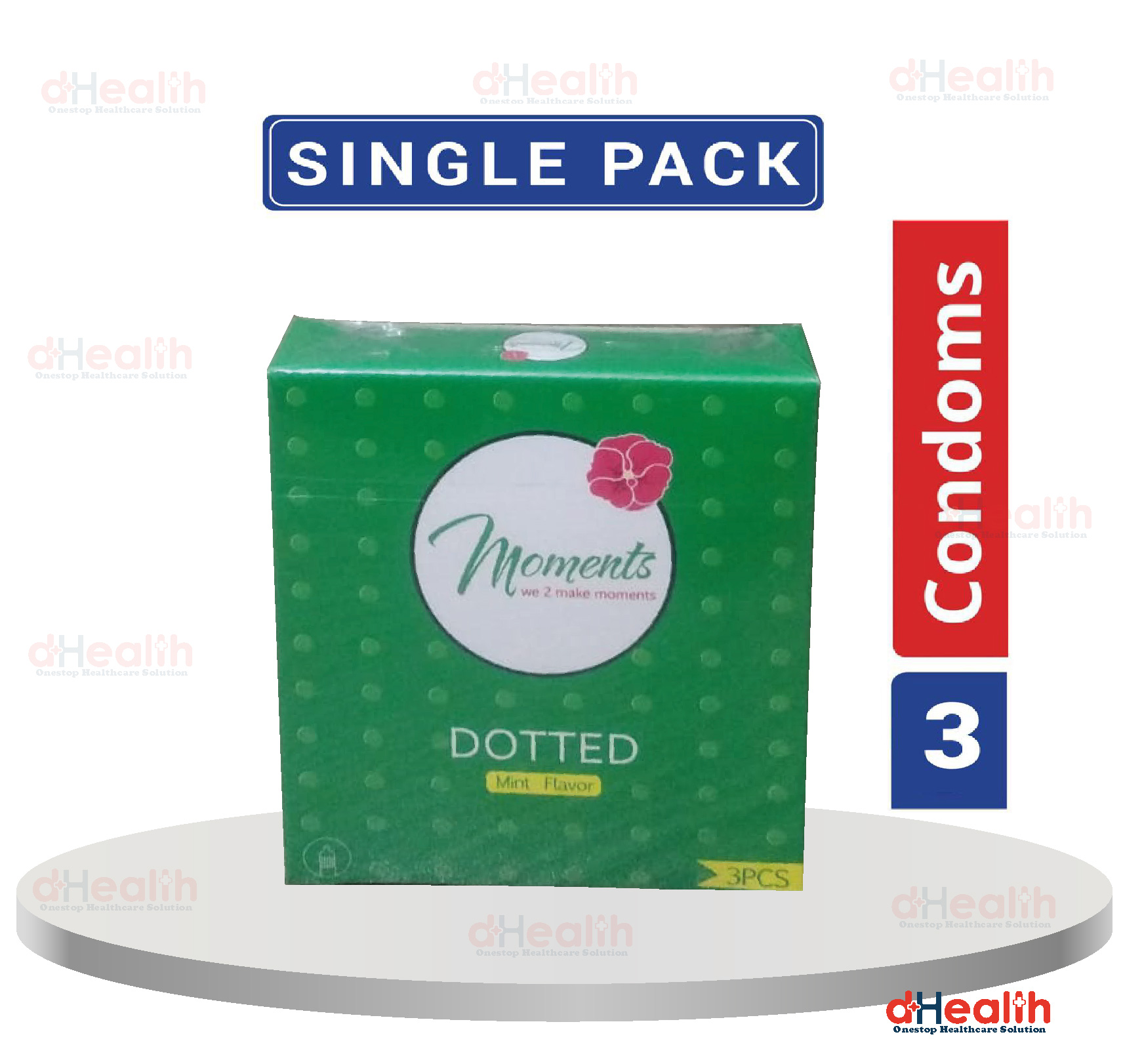 Picture of Kohinoor Moments Dotted Mint Flavor Condoms Single Pack (3x1)=3 Pcs