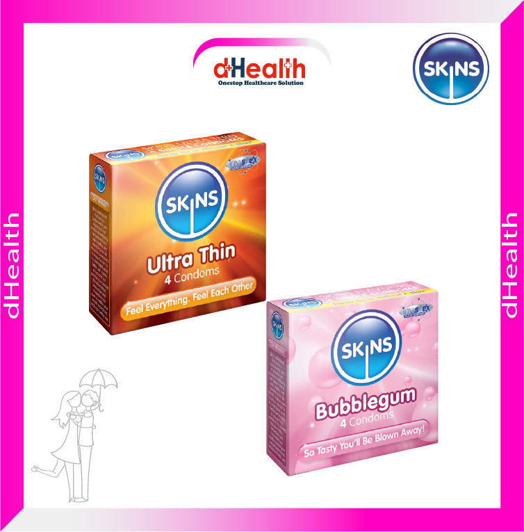 Picture of SKINS Ultra Thin Premium & SKINS Bubblegum Premium Condoms 2,s Combo Pack (4x2)=8 Pcs (UK)