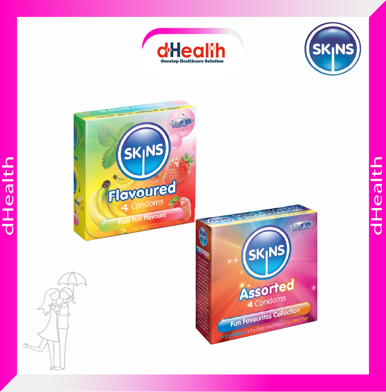 Picture of SKINS Flavored Premium & SKINS Assorted Premium Condoms 2,s Combo Pack (4x2)=8 Pcs (UK)