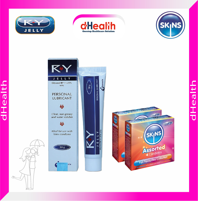 Picture of Ry Jelly 30gm 1 Pc & 2,s SKINS Assorted Premium Condoms Combo Pack