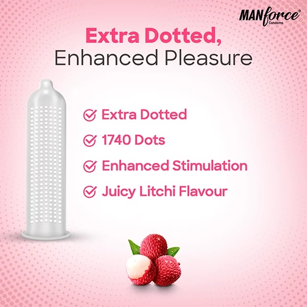 Picture of Manforce Dots 1740 Dotted 10's Pcs Condoms 1 Pack & RY Jelly 30gm  1 Pc Combo Pack